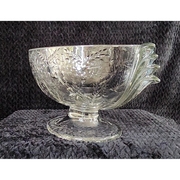 Rock Sharpe Crystal Anniversary Fruit Bowl – Elegant Glass Centerpiece, 1940s - Picture 4 of 15
